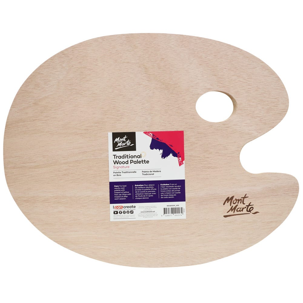 Mont Marte Traditional Oval Wood Palette 30x38cm image 6
