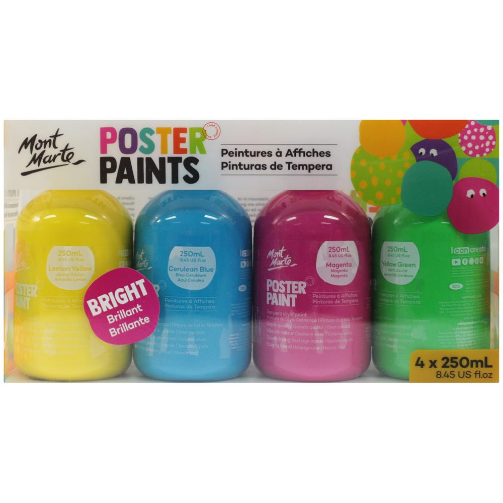 Mont Marte Kids Poster Paint 250ml 4pce - Bright image 4