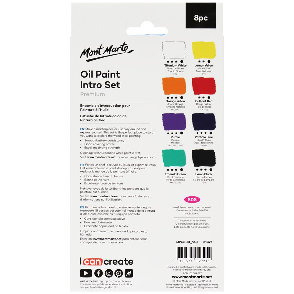 Mont Marte Oil Paint Intro Set 8pce x 18ml image 4