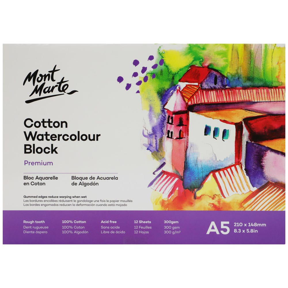 Mont Marte Cotton Watercolour Block 300gsm 12 sheets image 6
