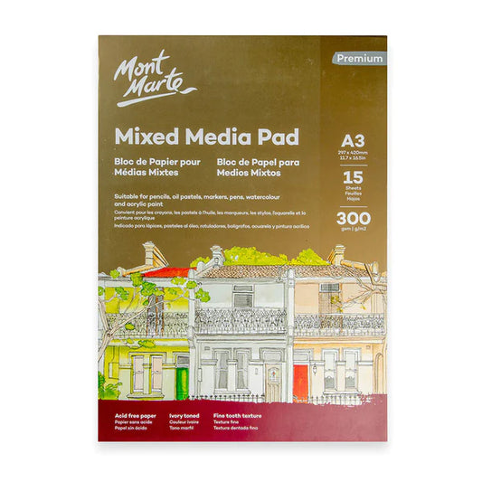 Mont Marte Mixed Media Pad 300gsm A3 15 sheets Default Title