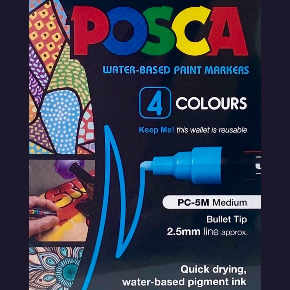 POSCA 5M MEDIUM Paint Markers Pack of 4 - Assorted image 3