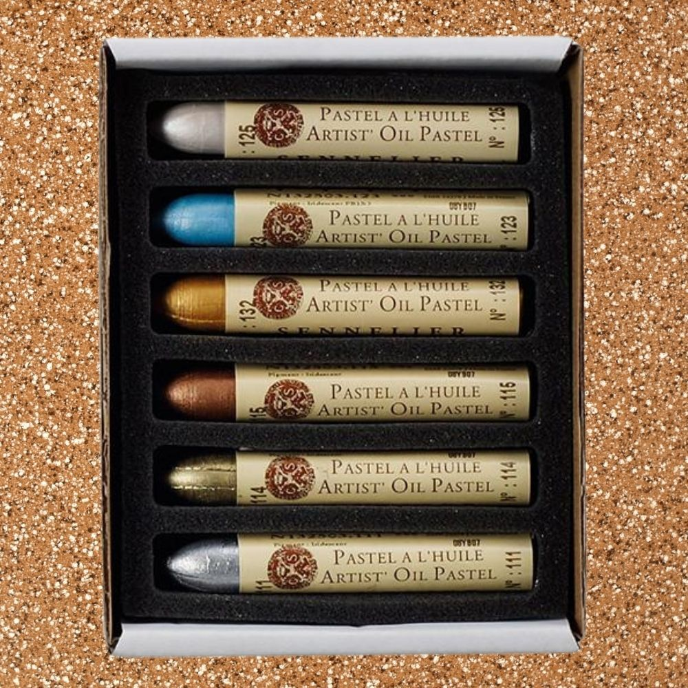 Sennelier Oil Pastels Box of 6 - Iridescent image 5