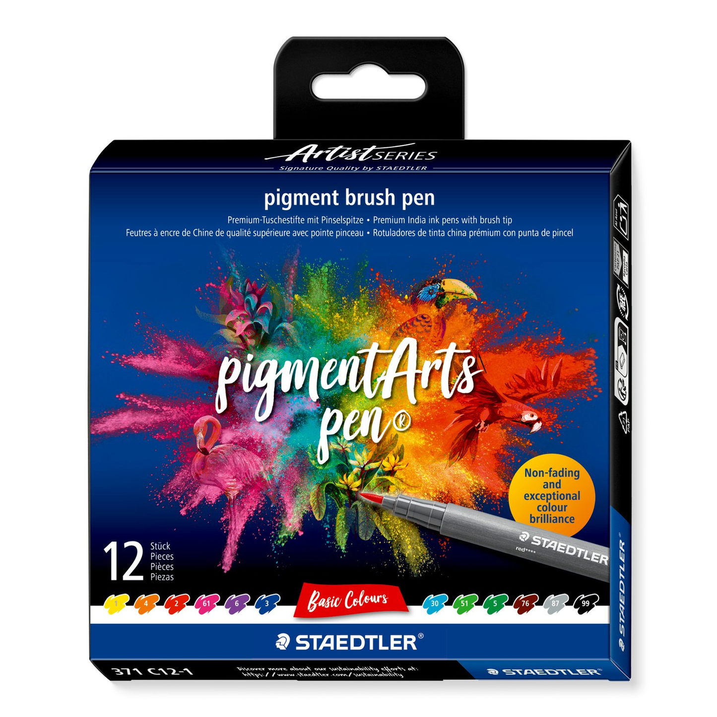 Staedtler Pigment Arts Brush Pen 371 - Basic Colours 12 pcs