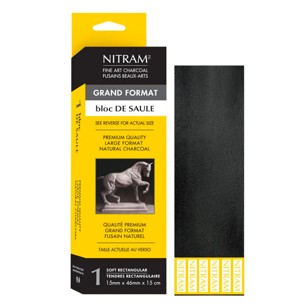 Nitram Fine Charcoal Bloc De Saule 1 x Soft Rectangular 15mmx46mmx15cm