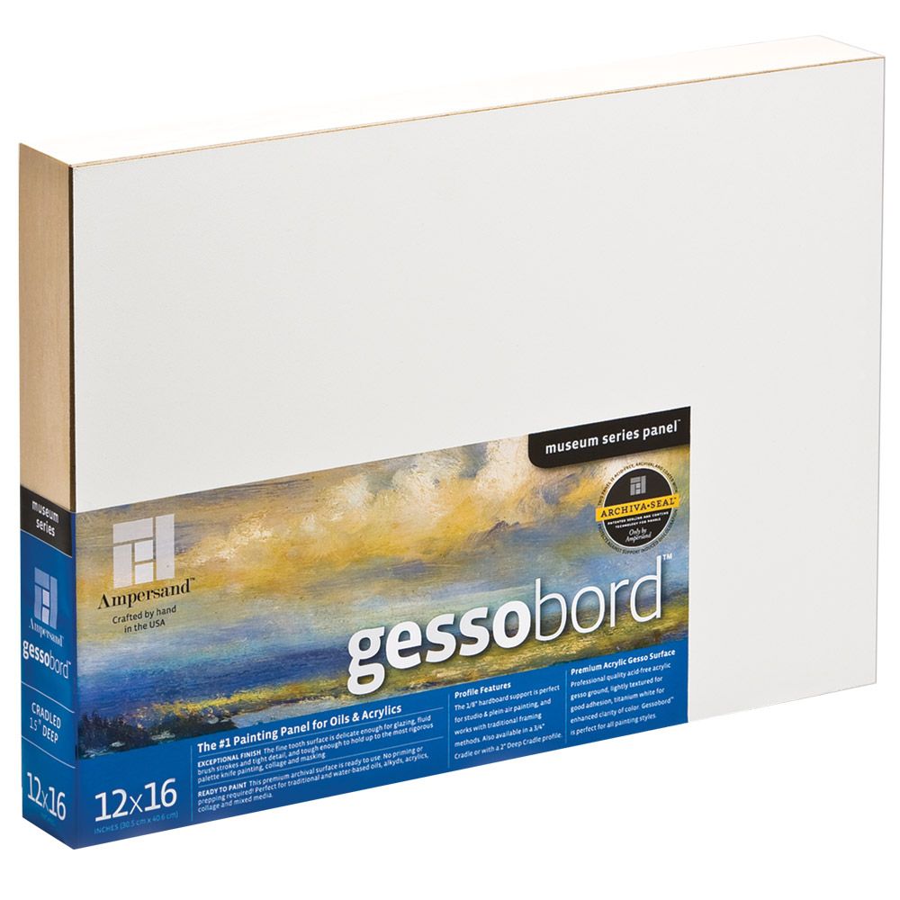 Ampersand™ Gessobord™ Museum Series Cradled 1.5 Profile Panel in White, 30 x 30