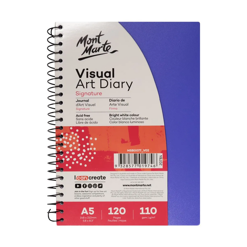 Mont Marte Visual Art Diary Polyprop Coloured Cover