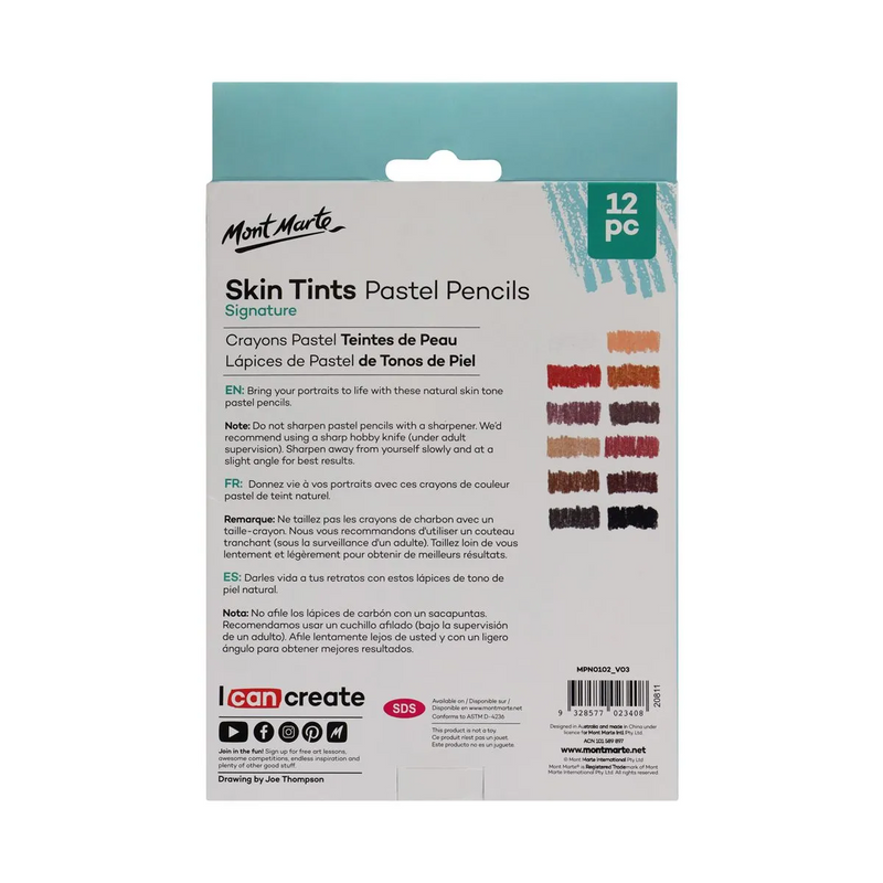 Mont Marte Skin Tints Pastel Pencils 12pce