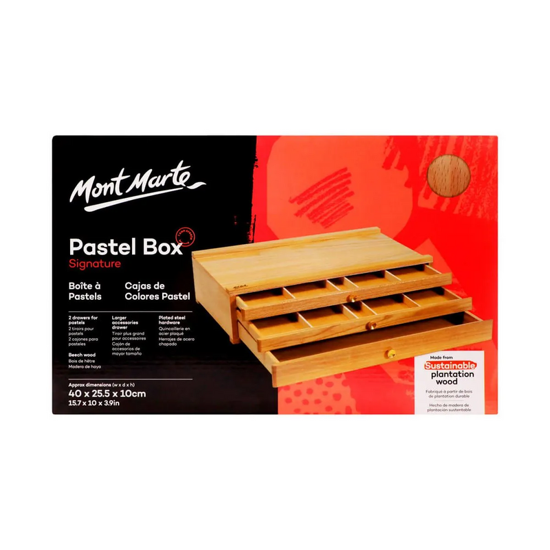 Mont Marte Three Drawer Wood Pastel Box