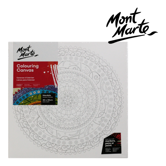Mont Marte Colouring Canvas 30x30cm - Mandala Assorted