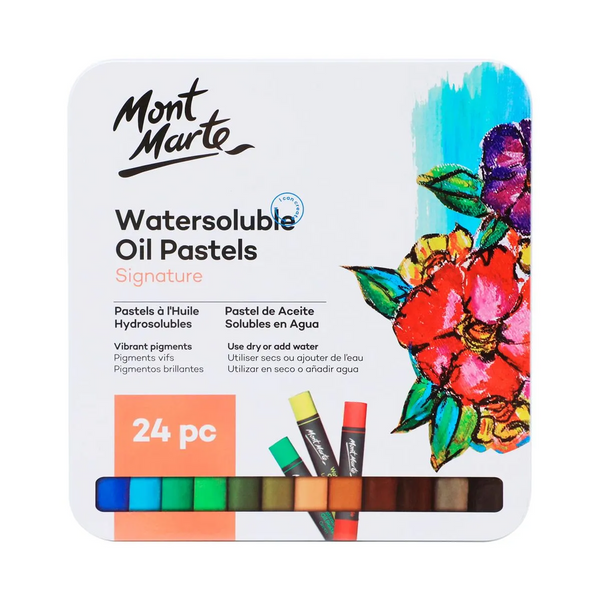 Mont Marte Watersoluble Oil Pastels 24pc in Tin Box