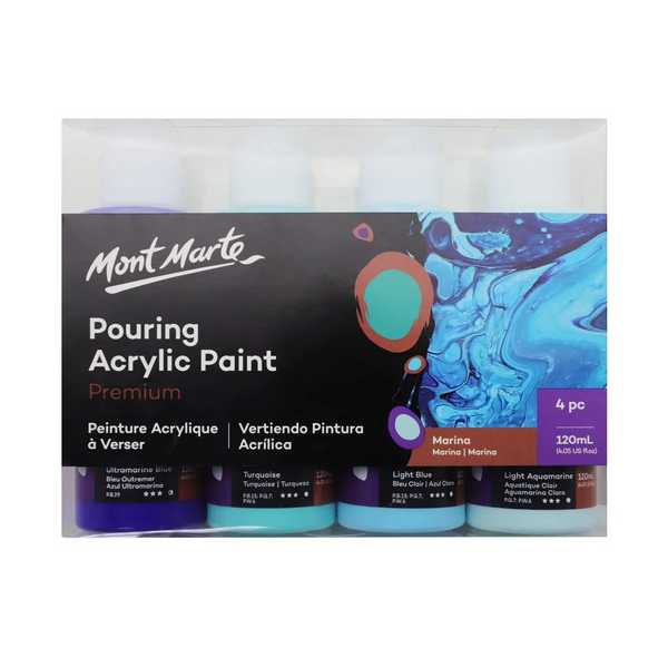 Mont Marte Pouring Acrylic 120ml 4pce - Marina