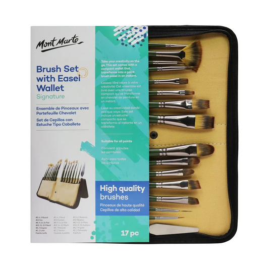 Mont Marte Artist Brush Set with Easel Wallet 17pc Default Title