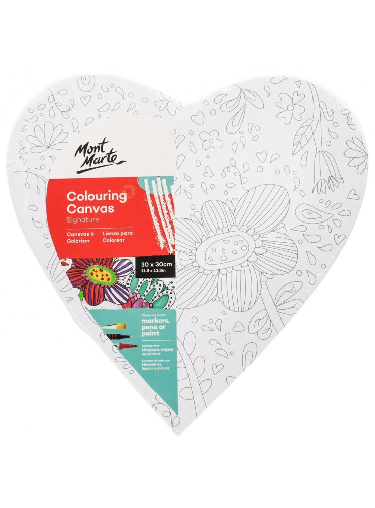 Mont Marte Colouring Canvas 30cm Heart 2 assorted