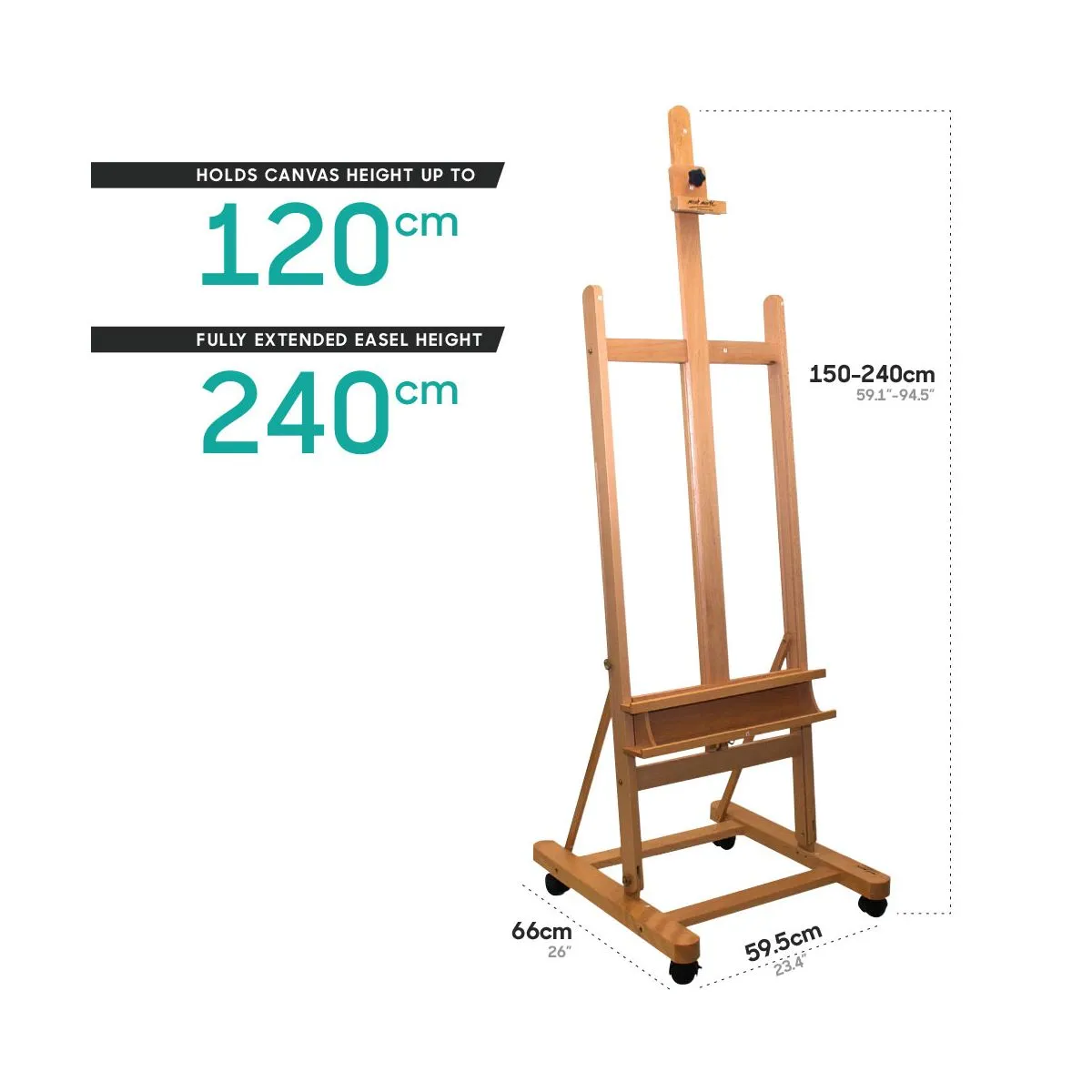 Mont Marte Large Studio Easel with castors Beech Wood image 5