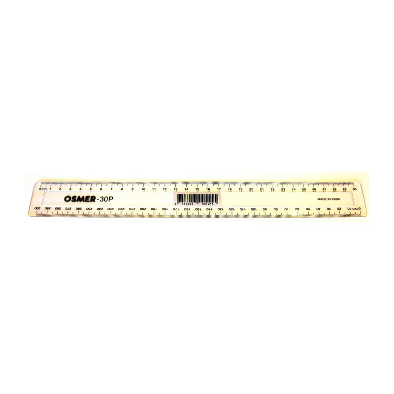 Osmer Shatterproof Clear 30cm Ruler