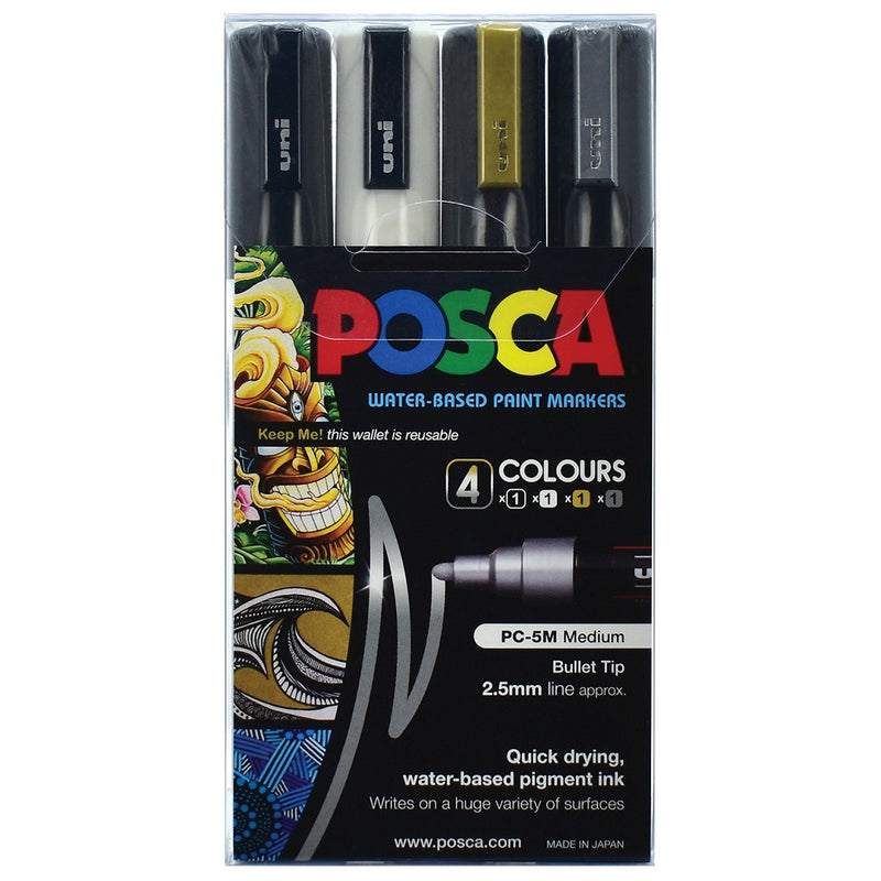 Posca PC-5M Paint Marker Set of 4 Assorted