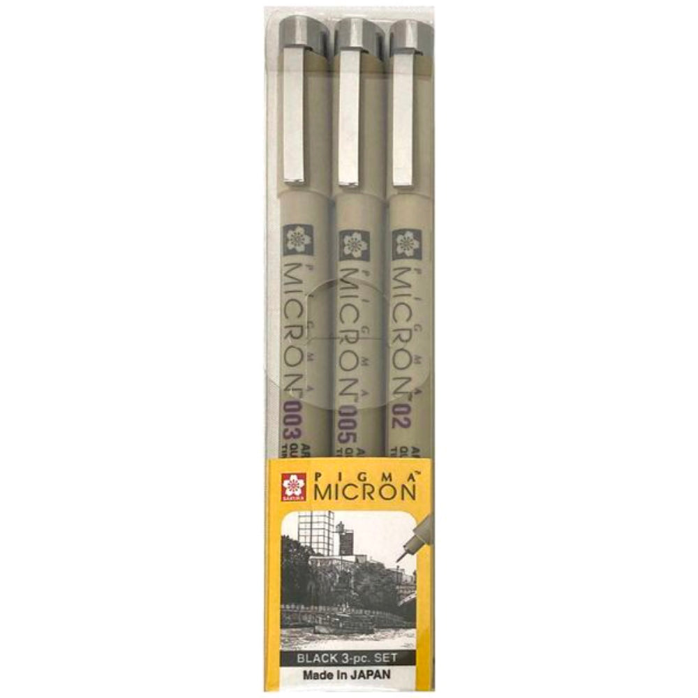 Sakura Pigma Micron Pen 3pc Black 003 005 02 Artists Drawing