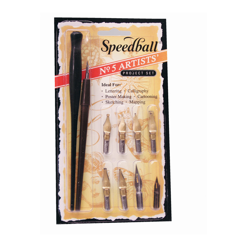 Speedball No.5 Artist Pen Nib Set - 9 nibs - 2 holders Default Title
