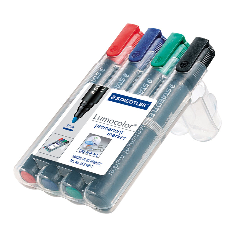 Staedtler Permanent Marker Lumocolor Fine Bullet Wallet of 4 Default Title
