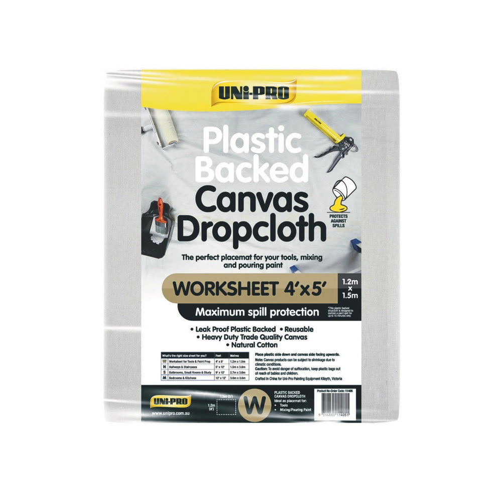 Uni-Pro Plastic Backed Canvas Drop Sheet Default Title
