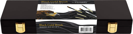 Dynasty Black Gold Brush Wooden Box Set of 5 Default Title