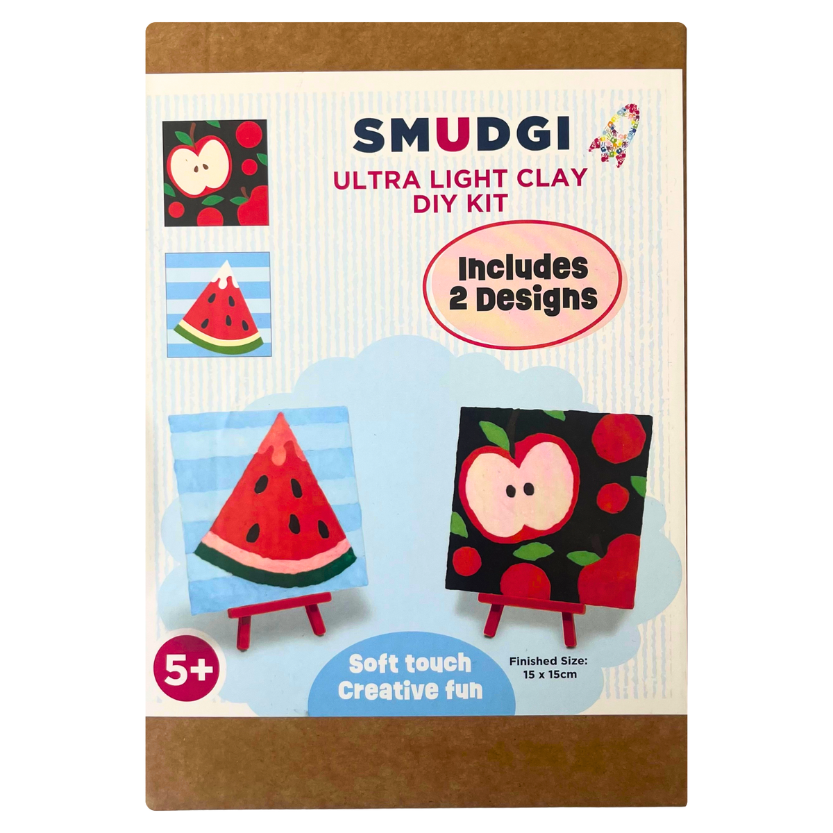 Smudgi Ultra Light Air Dry Clay Canvas Set 15 x 15cm 10pc - Watermelon