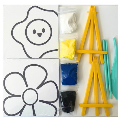 Smudgi Ultra Light Air Dry Clay Canvas Set 15 x 15cm 10pc - Flowers