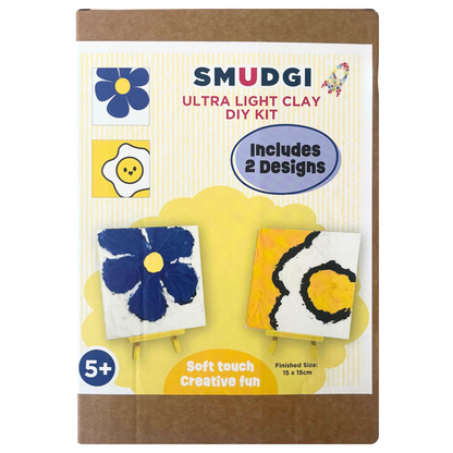 Smudgi Ultra Light Air Dry Clay Canvas Set 15 x 15cm 10pc - Flowers