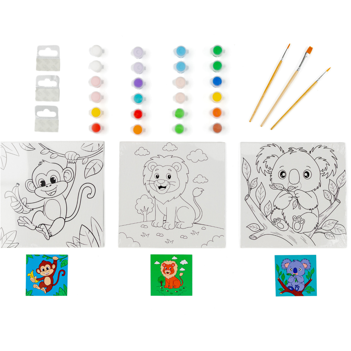 Smudgi Kids Painting Board Set 8 x 8 Inch 36pc - Animals