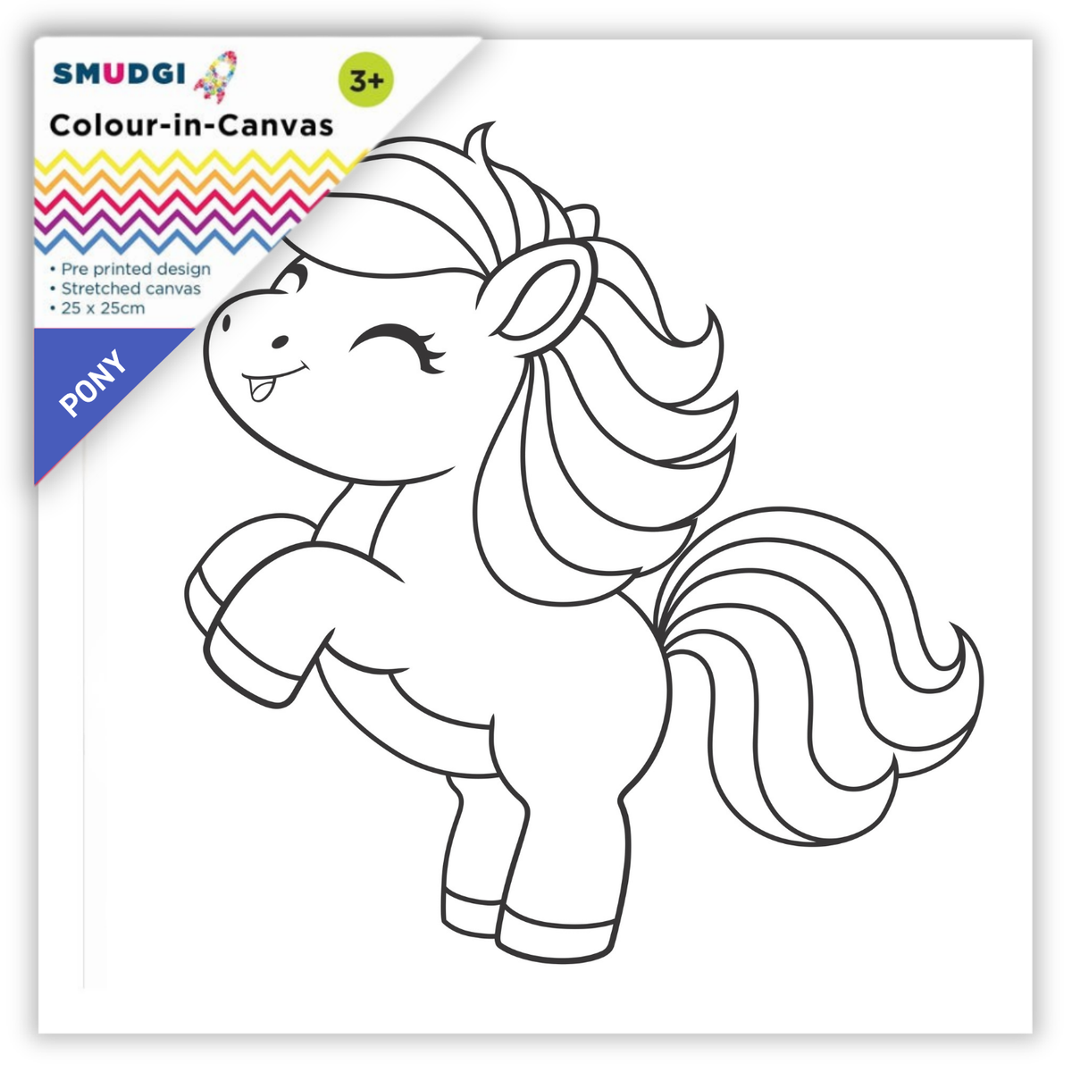 Smudgi Kids Colouring Canvas 25 x 25cm - Pony