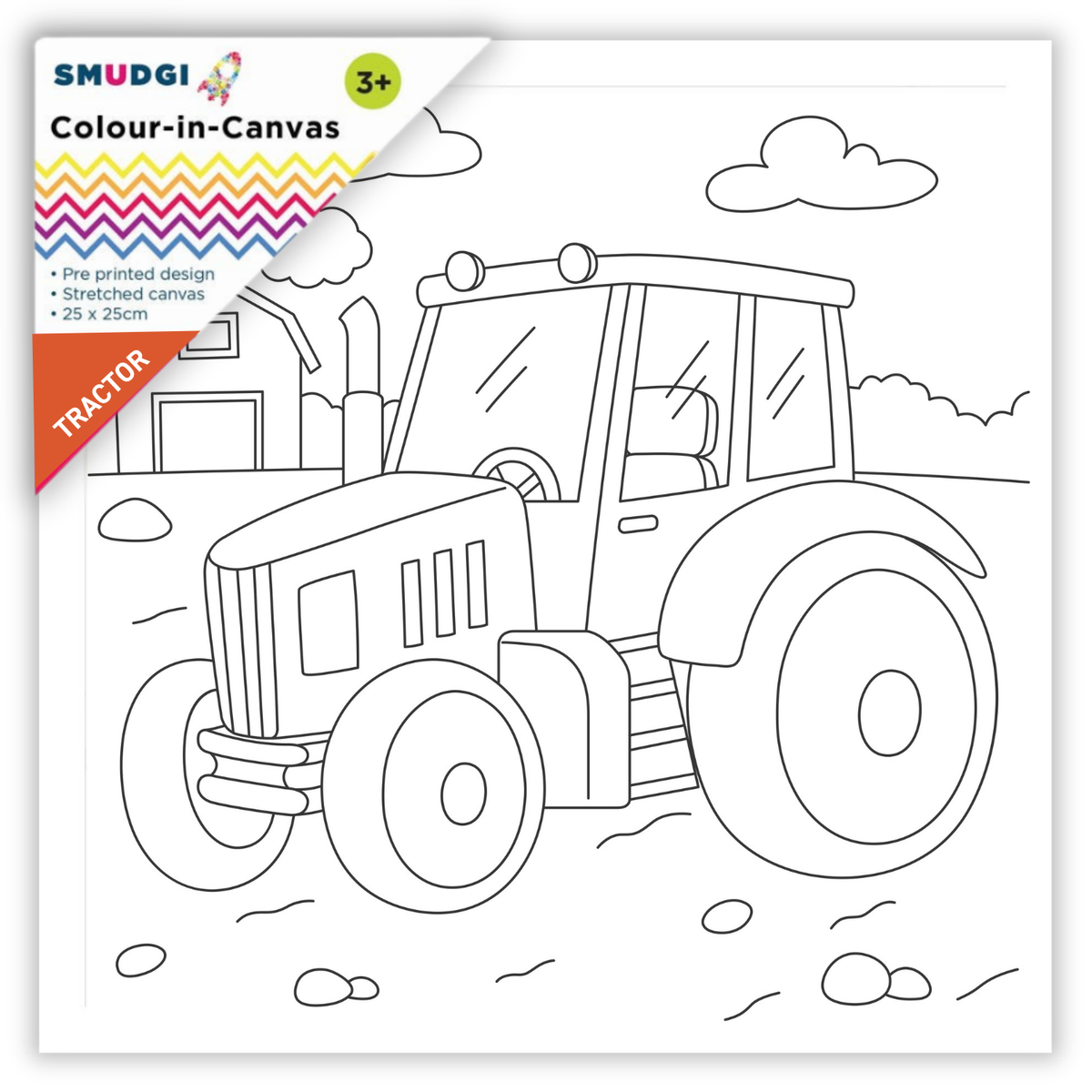 Smudgi Kids Colouring Canvas 25 x 25cm - Tractor