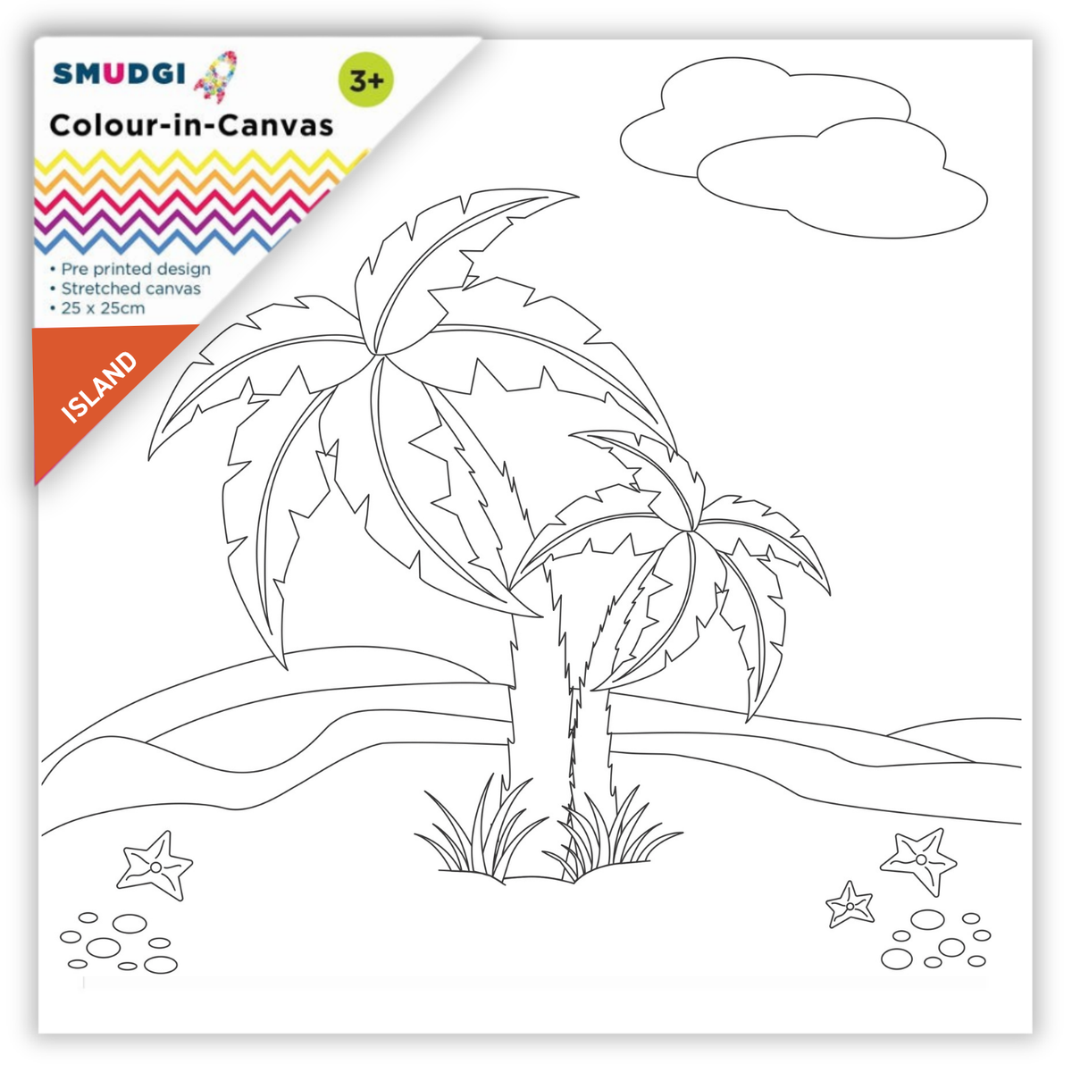 Smudgi Kids Colouring Canvas 25 x 25cm - Island