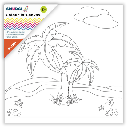 Smudgi Kids Colouring Canvas 25 x 25cm - Island