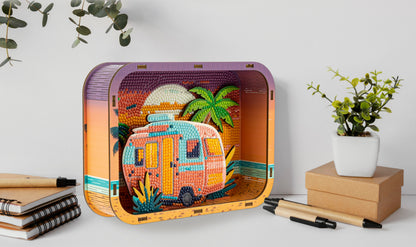 Diamond Dotz Shadow Box Diamond Painting Kit 20 x 15cm - Holiday Caravan
