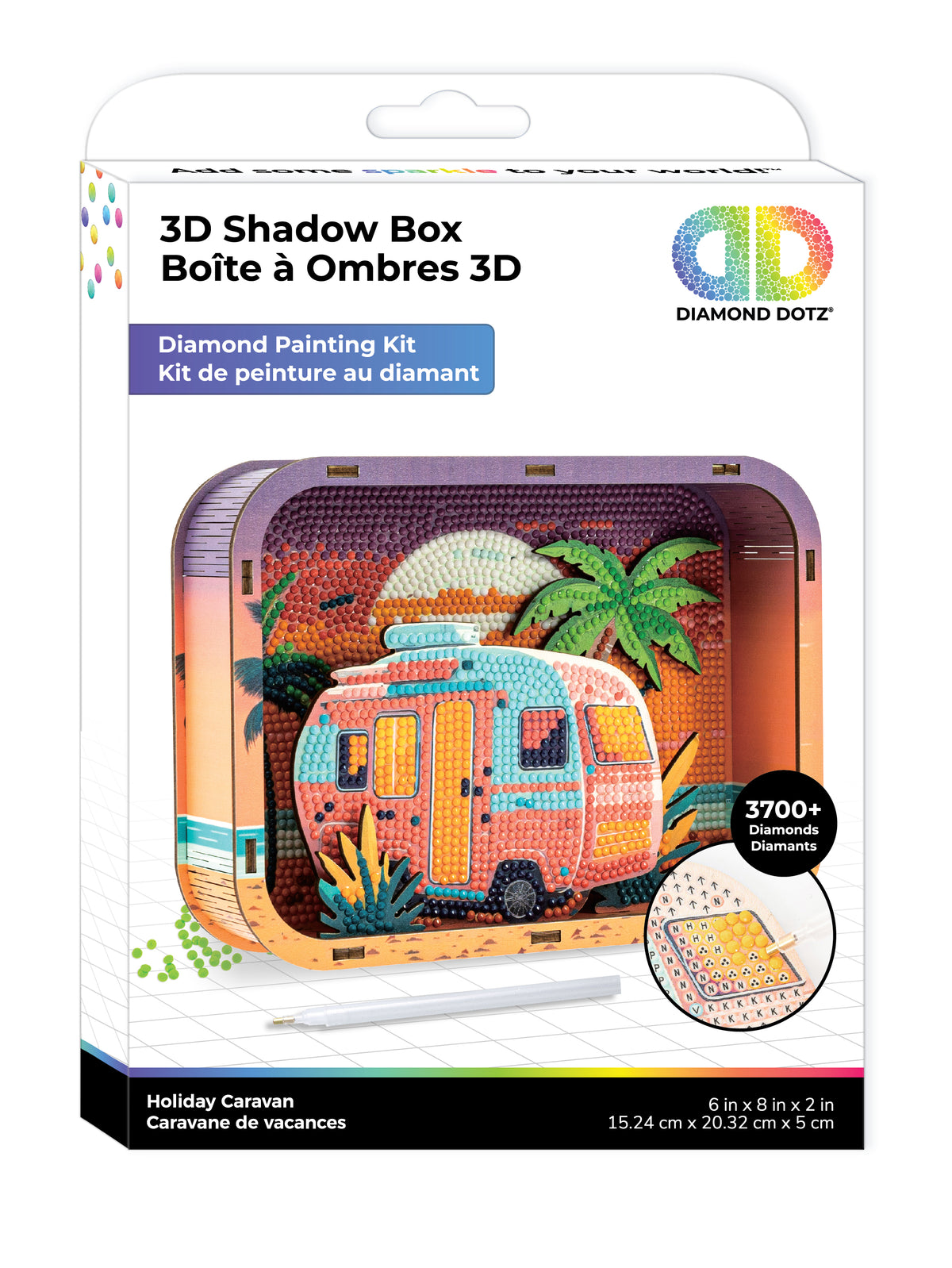 Diamond Dotz Shadow Box Diamond Painting Kit 20 x 15cm - Holiday Caravan