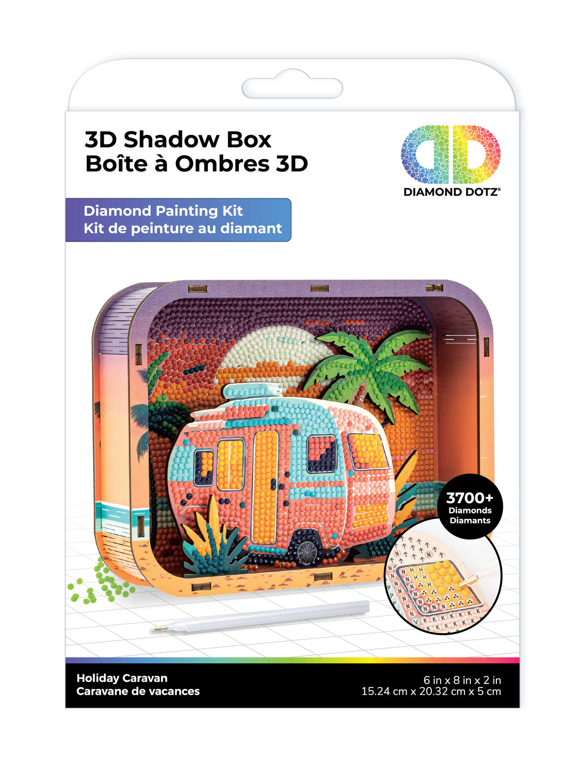 Diamond Dotz Shadow Box Diamond Painting Kit 20 x 15cm - Holiday Caravan