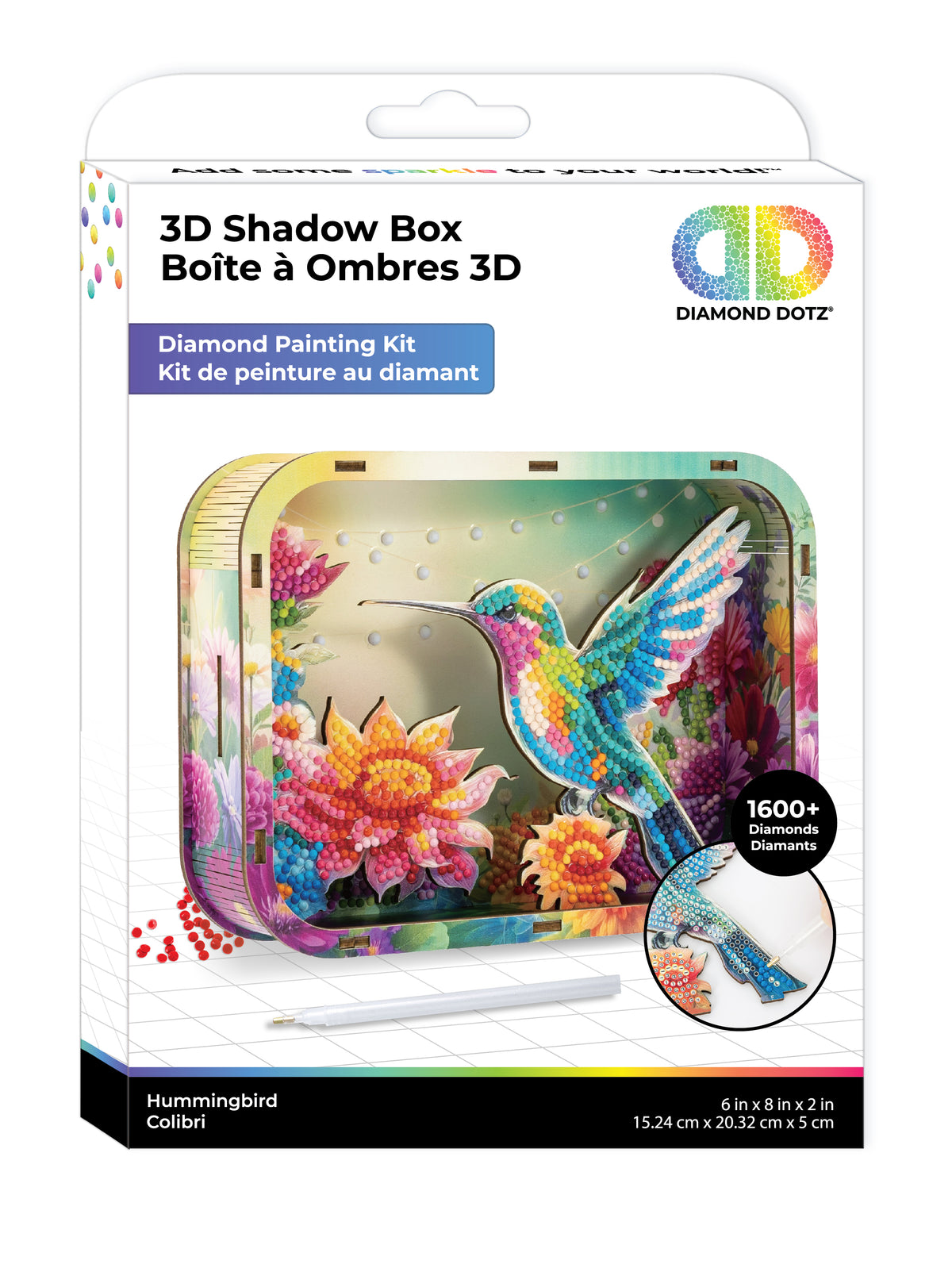 Diamond Dotz Shadow Box Diamond Painting Kit 20 x 15cm - Hummingbird