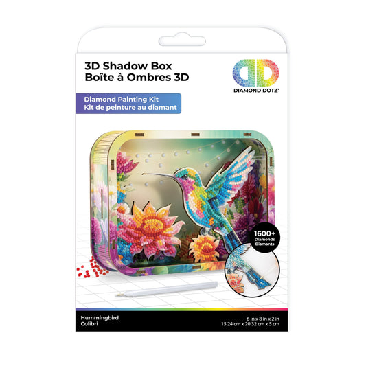 Diamond Dotz Shadow Box Diamond Painting Kit 20 x 15cm - Hummingbird image 1