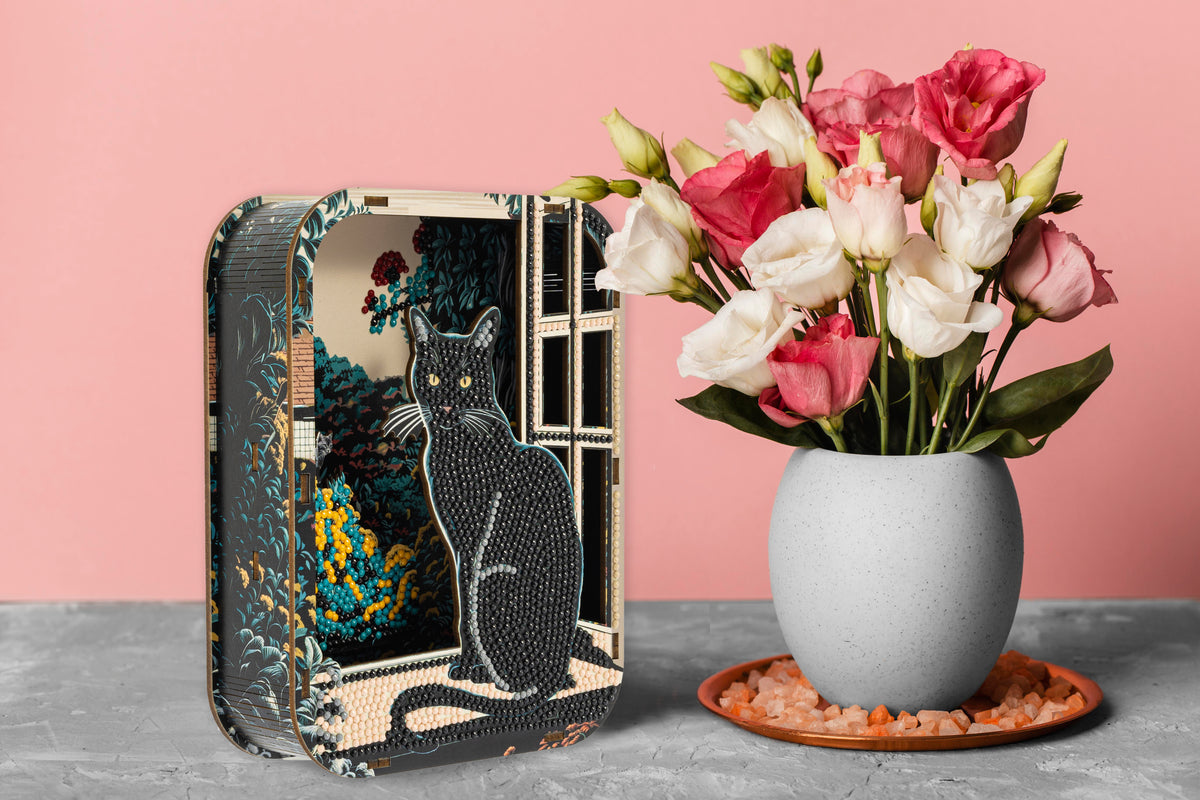 Diamond Dotz Shadow Box Diamond Painting Kit 20 x 15cm - April Cat