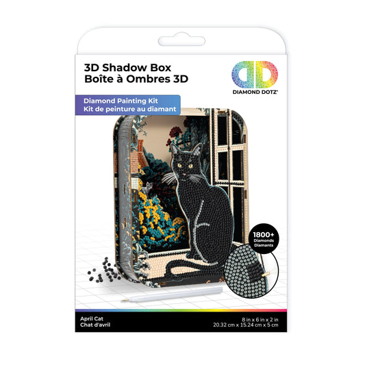 Diamond Dotz Shadow Box Diamond Painting Kit 20 x 15cm - April Cat image 1