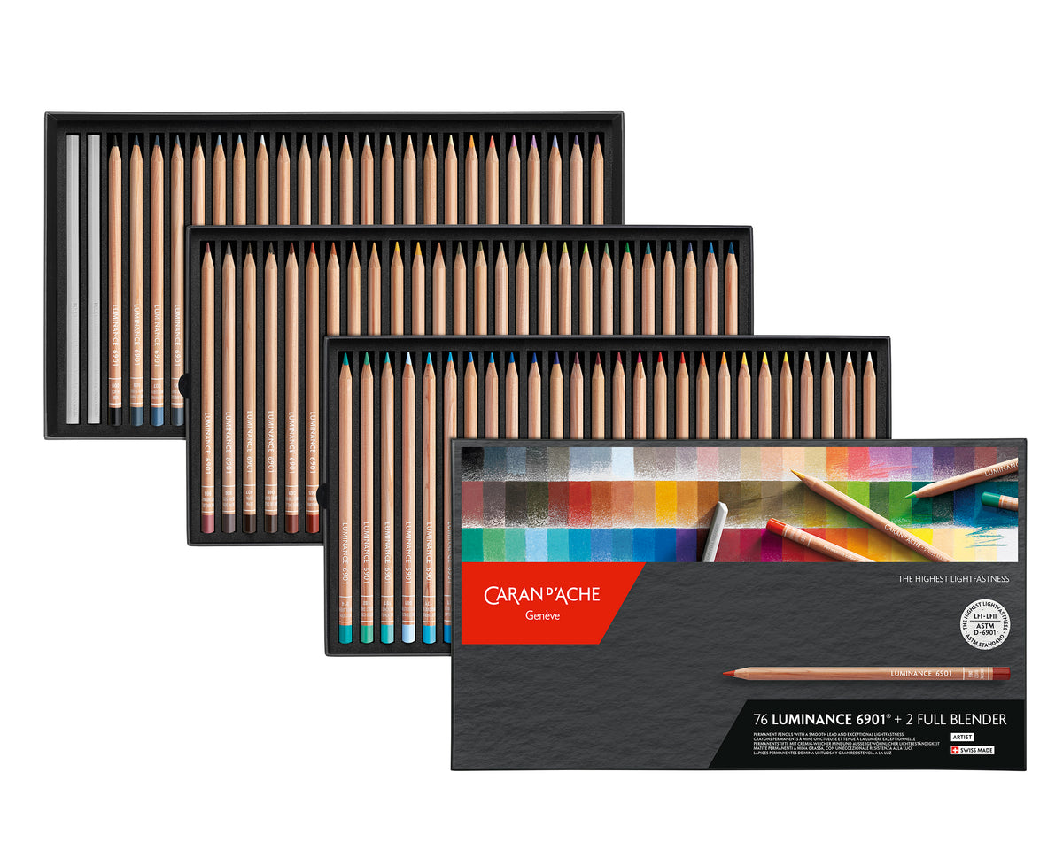 Caran d'Ache Luminance 6901 Coloured Pencil Box of 76 + 2 Blenders