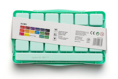 HIMI Jelly Cup Gouache Paint Set 18 x 30g - Green Case