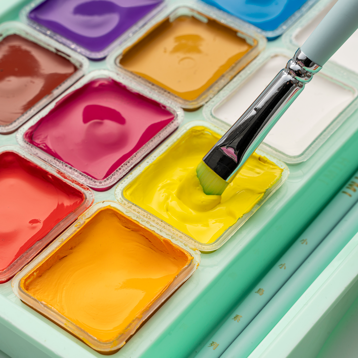 HIMI Jelly Cup Gouache Paint Set 18 x 30g - Green Case