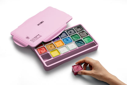 HIMI Jelly Cup Gouache Paint Set 18 x 30g - Pink Case
