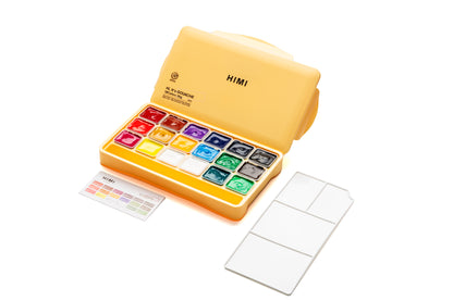 HIMI Jelly Cup Gouache Paint Set 18 x 30g - Yellow Case