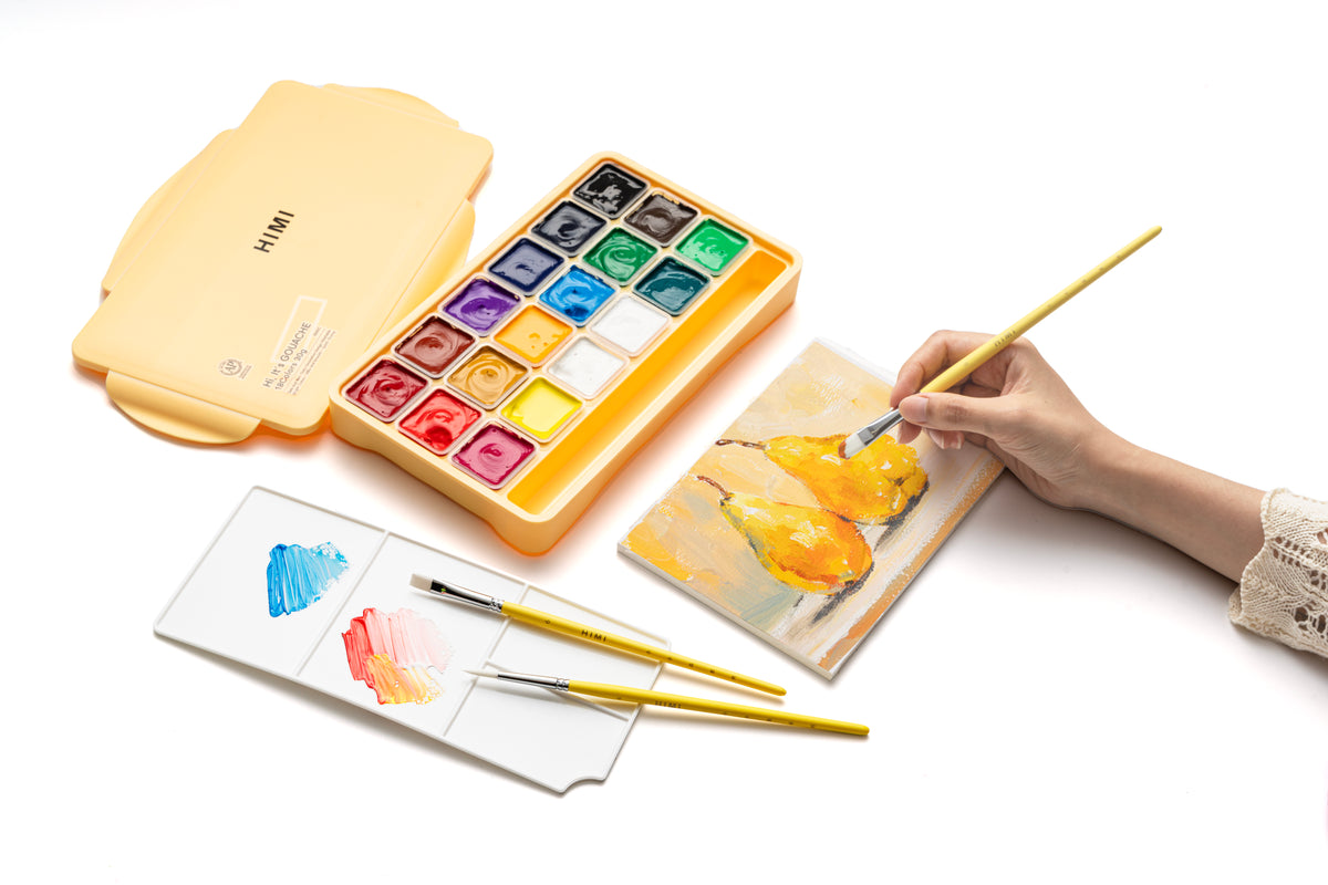HIMI Jelly Cup Gouache Paint Set 18 x 30g - Yellow Case