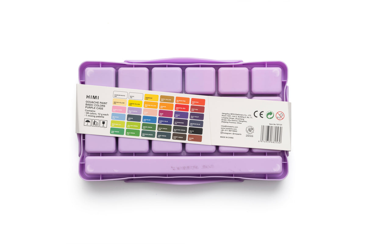 HIMI Twin Cup Jelly Gouache Paint Set 36 x 12g - Purple Case