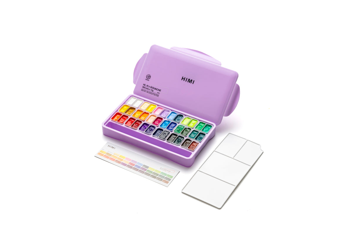 HIMI Twin Cup Jelly Gouache Paint Set 36 x 12g - Purple Case