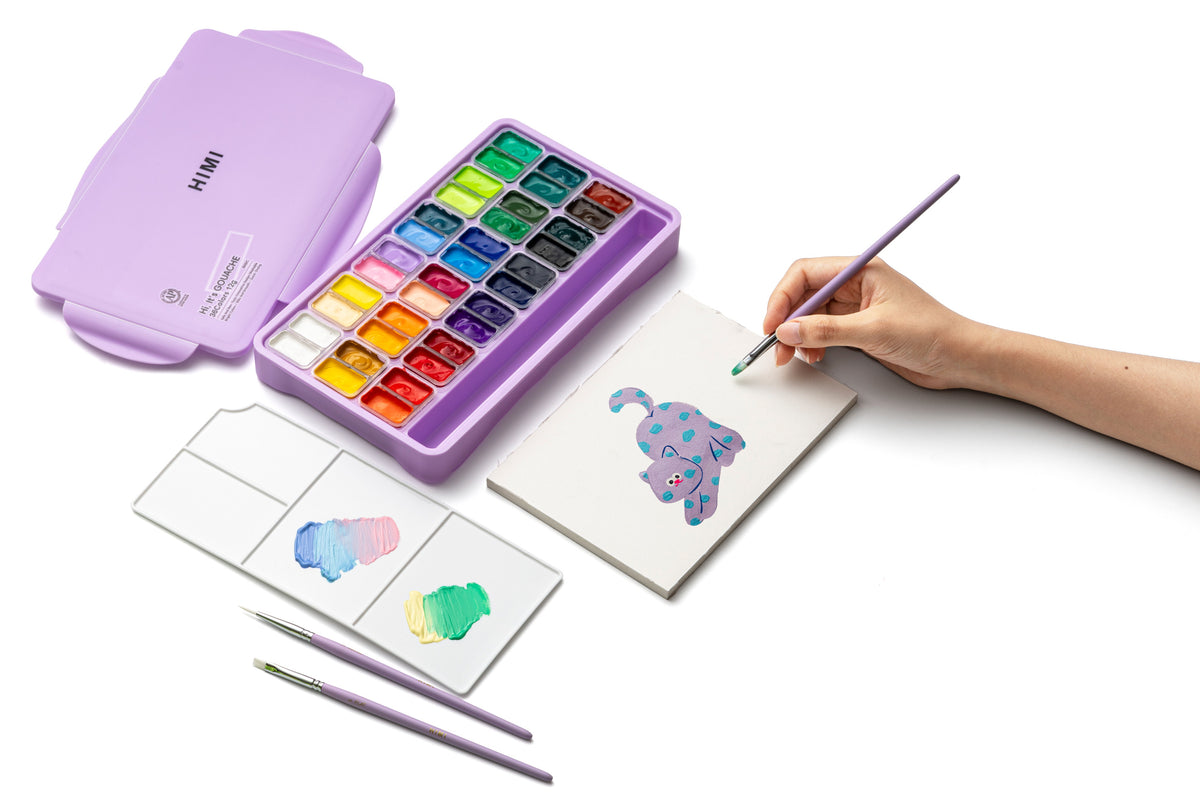 HIMI Twin Cup Jelly Gouache Paint Set 36 x 12g - Purple Case